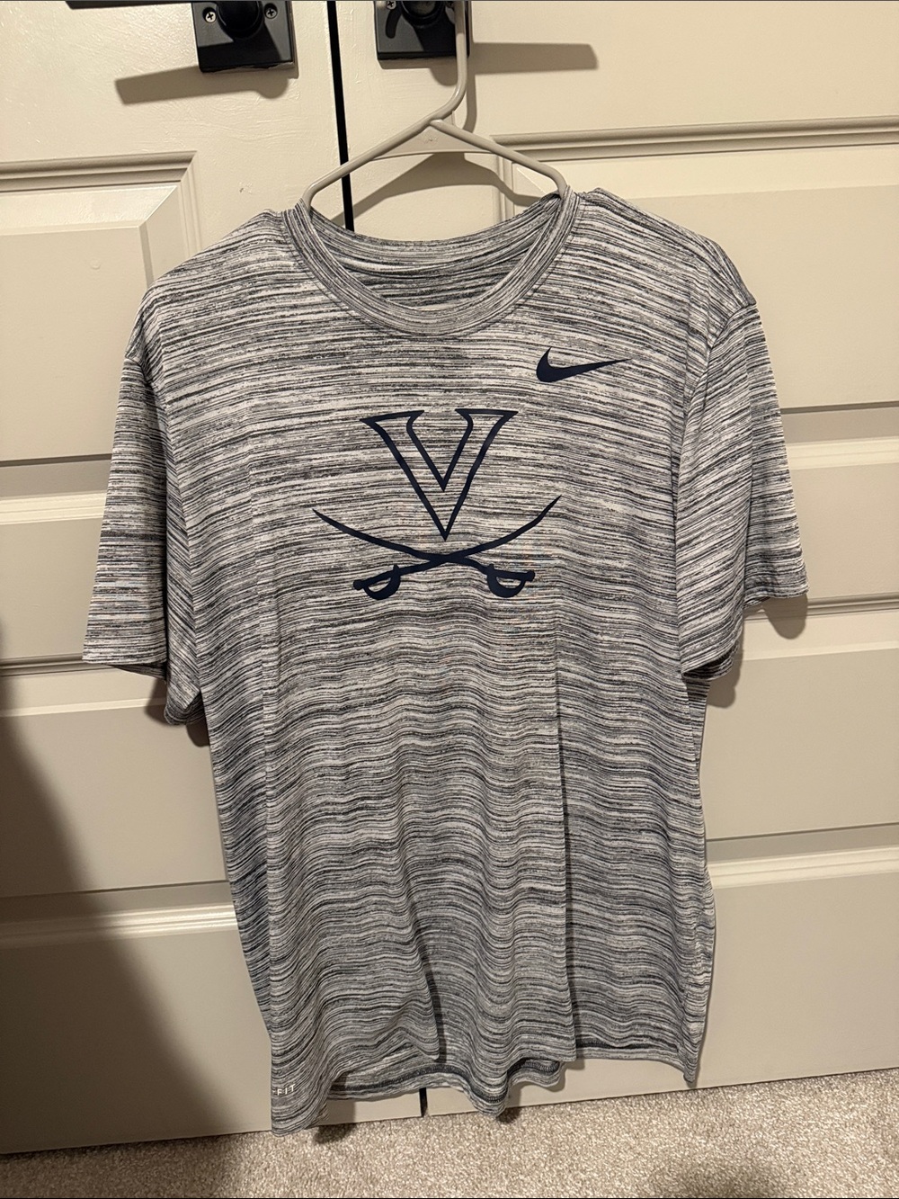 Nike Men's Heather Gray Tee with Navy Cavaliers Logo